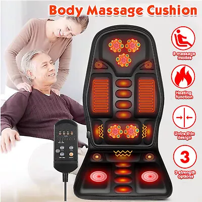 8 Modes Massage Seat Cushion Heated Back Neck Body Massager Chair For Home & Car • $26.11