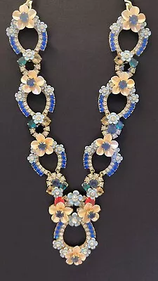 J.Crew NWT Gorgeous Blue Flower Crystals Wreath Necklace! • $122