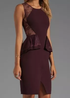 Bcbg Max Azria Women's Whitley Sleeveless Peplum Lace Dress Port Burgundy 2 $368 • $59.99