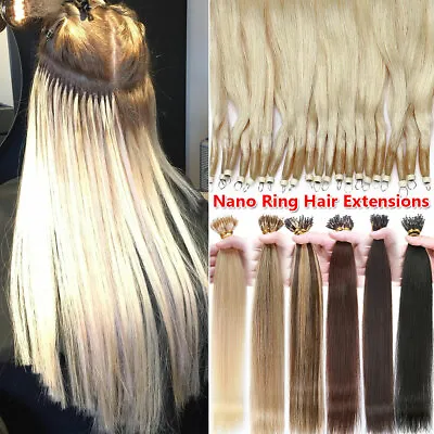 Nano Ring Real Human Hair Extensions Invisible Micro Loop Beads Link I Tip Thick • $45.79