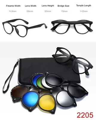 24 Style 5 Pack Sunglasses Magnetic Clip-on Lens + Eyeglass Frames W1 • $14.39