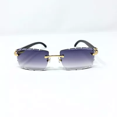 Cartier Sunglasses Diamond Cut Grey Lens Gold Frame C Decor Buffalo Horn Buffs • $397