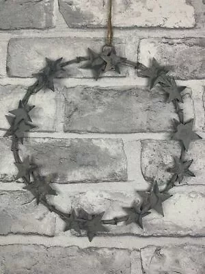 Rustic Metal Grey Star Garland Wreath Wall/Door Hanging Decoration Home Decor • £10.25