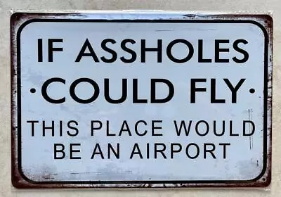 IF ASSHOLES COULD FLY METAL SIGN PUB BAR MAN CAVE PARTY OFFICE 20 X 30cm • £5.99