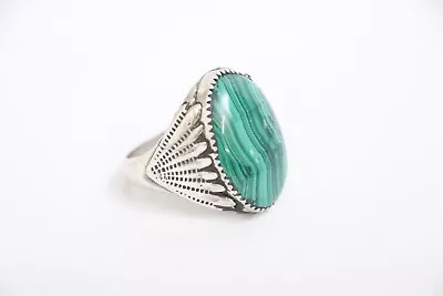 Malachite Stone Sterling Ring  Natural Malachite Ring  Natural Gemstone Ring • $68.95