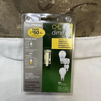 Lutron Toggler Switch LED+ Single Pole 3 Way Dimmer Light Almond TGCL-153PH-LA • $9.99