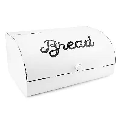 Rustic White Bread Box; Farmhouse Vintage Enamelware Countertop Bread Bin • $41.99