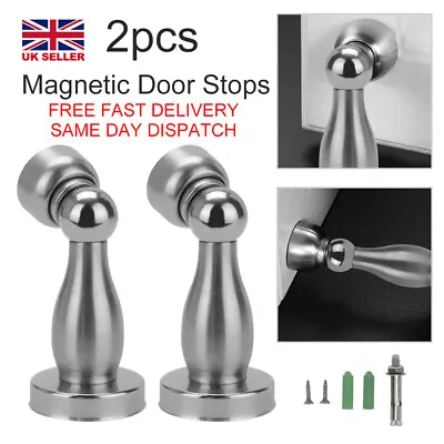£5.99 • Buy 2X Magnetic Door Stop Holder Catch Stops Hook Wedge Stainless Steel Door Stopper