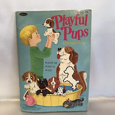 Vintage Playful Pups Dog Coloring Sticker Book 1969 Out Of Print • $20