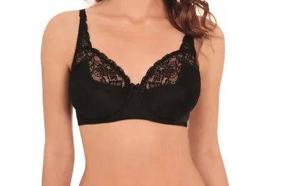 Charnos Superfit Bra Black Lace Size 32D Underwired Unpadded Full Cup 131 • £19.89