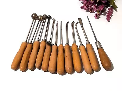 Millinery Flower Making Tools LOT Of 12 Vintage Millinery Balls Set Wooden LX • $117.81