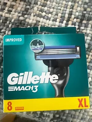 Gillette Mach 3 Razor Blades 8 Pack IMPROVED - FREE DELIVERY GENUINE BRAND NEW ✅ • £12.99