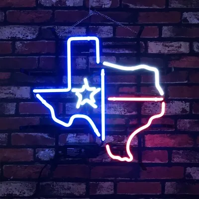 TEXAS STAR Glass Vintage Neon Sign Decor Man Cave Neon Wall Sign • $135.59