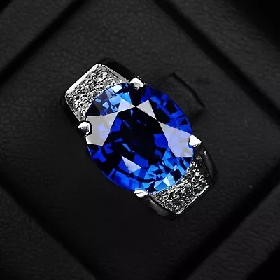 Gorgeous Vivid Blue Sapphire 10.50Ct 925 Sterling Silver Handmade Rings Size 9 • $29.99