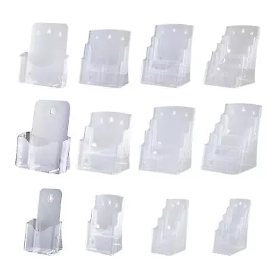 Acrylic Brochure Holder Clear Flyer Holder Rack For Menu Booklets Exhibition • £14.40