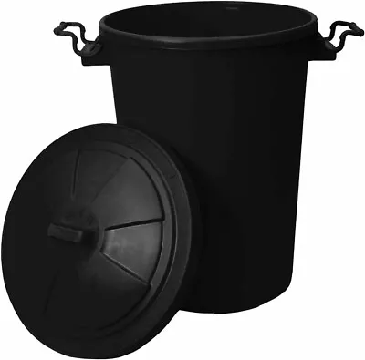 £14.99 • Buy Black 50L Extra Large Heavy Duty Plastic Bin , Storage Unit With Locking Lid