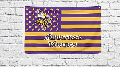 Minnesota Vikings Football Fans 3x5 Ft American Flag - Ideal NFL Gift Banner • $13.49