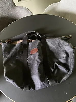 Mulberry Vintage Black Scotchgrain Leather Zip Medium Holdall Weekend Carry Bag • £600