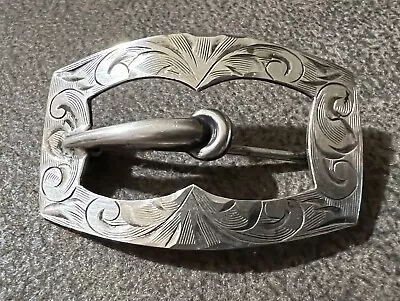 ANTIQUE SCHMITZ MOORE & Co STERLING SILVER 1 3/8” BUCKLE STYLE BROOCH OR PIN • $29