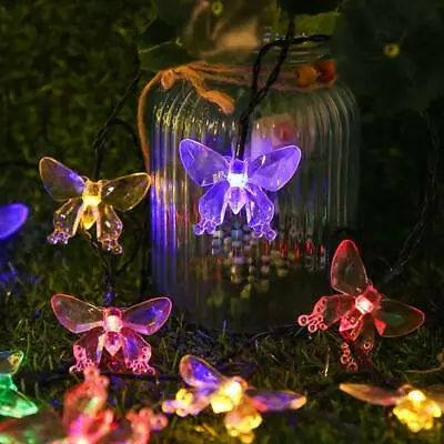 £6.45 • Buy Solar 20 LED Butterfly Fairy String Lights Waterproof Garden Decor Party Light