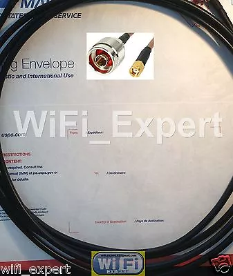 15' RFC400 RP-SMA Male N Male WiFi Cable Jumper Biquad Yagi Cantenna USB WiFi • $62.78