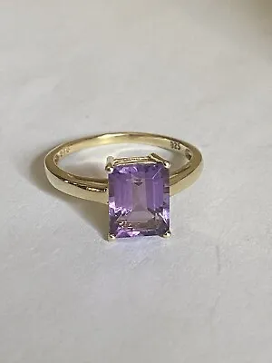 Yellow Gold Gilt Sterling Silver Amethyst Set Ring Size O • $44.82