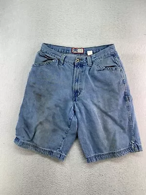 Vintage Old Navy Mens *31* Shrunken Distressed Carpenter Denim Blue Jean Shorts • $12.55