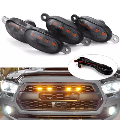 4pcs Smoke LED Front Grille Grill Running Light Amber For Ford F150 Raptor Style • $29.03