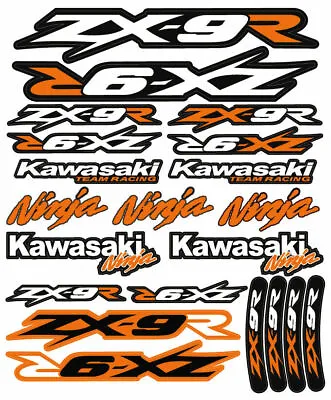 ZX-9R Ninja Racing Motorcycle Decals Stickers Set Laminated ZX9R ZXR ORANGE • £11.88