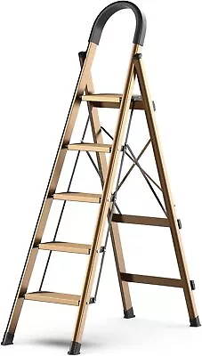 5 Step Ladder Folding Step Stool For 10 Foot High Ceiling Handgrip And Anti-Slip • $152.40