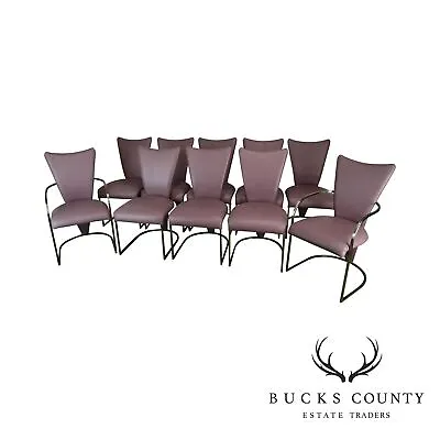 $2195 • Buy Design Institute Of America Post-Modern Set 10 Chrome Dining Chairs