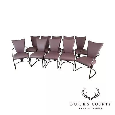 Design Institute Of America Post-Modern Set 10 Chrome Dining Chairs • $2195