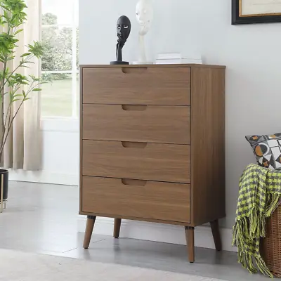 $85.99 • Buy Modern 4 Drawer Dresser, Bedroom, Brown Walnut