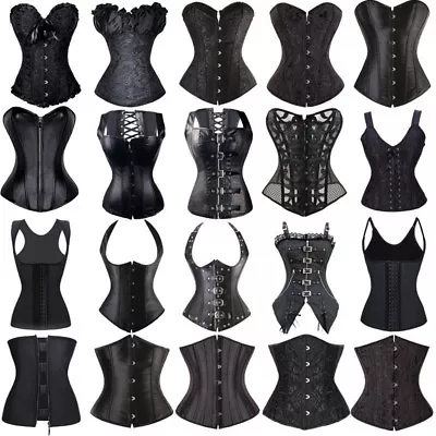 £26.79 • Buy Women Black Steampunk Gothic Waist Trainer Corset Bustier Overbust Basques Top