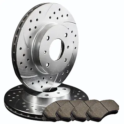 Double Drilled Slotted Zinc Coated Frt Premium Rotors & Semi-Met Pads ATL013122 • $152.35