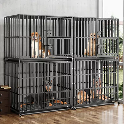 BingoPaw Heavy Duty Dog Crate Stackable Large Pet Cage Tear-Resistant Metal Tube • $299.95