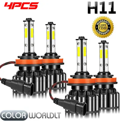 4 Sides H11 LED Headlight High Or Low Beam Bulbs 1800W 216000LM 6000K White 4PCS • $18.68