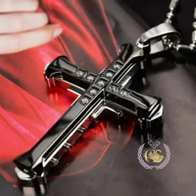 Mens Titanium Steel Cross Necklace Crucifix Necklace Cross Pendant For Men • $24.90