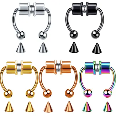 1pc Magnetic Septum Nose Ring Clip On Non-Piercing Surgical Steel Nose Hoop • $2.75