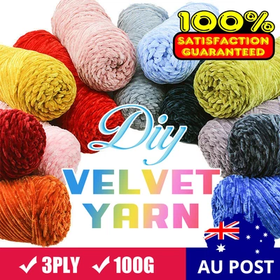 $3.39 • Buy 100G Velvet Yarn Knitting Crochet Craft Super Soft Fine Chunky Threat Ball