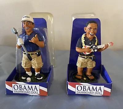 LOT Of 2 President Barack Obama Dashboard Dolls Golfing & Ukulele 4”H Each New • $22
