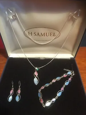 H. Samuel - Silver Jewellery Set - Necklace - Bracelet - Ear Rings • £40