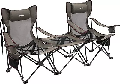 2 Folding Camping Chairs W/ Removable Middle Table - XGEAR NIB • £59.99