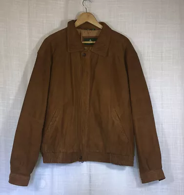 Hunt Club Men’s XL 100% Genuine Leather Tan Quilted Coat Bomber Warm Distressed • $44.25