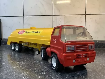 VINTAGE 1970s TONKA Super Tanker Semi Truck And Trailer Yellow & Red XR-101 • $14.99