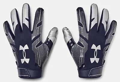 Under Armour Men's UA F8 Football Gloves 1368851-410 Navy/Metallic Silver • $34.95