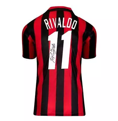 Rivaldo Back Signed Retro AC Milan Home Shirt Autograph Jersey • £305.99