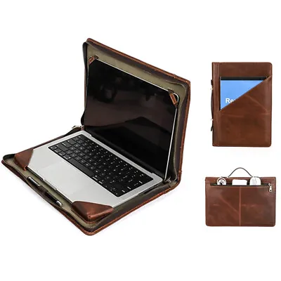 Genuine Leather Laptop Bag For Macbook Pro 14 16 M3 M2 Air 13 15 Carrying Case • $54.99