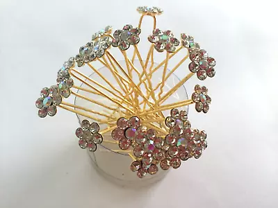 Hair Jewels.Gems.bridal.PINS.Clip.Stick.diamante.GOLD PLATE .WEDDING Pack 20 • £3.99