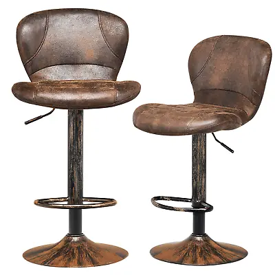 Bar Stool Leather 2 Piece With Adjustable Height And Swivel Gas Lift • £120.63